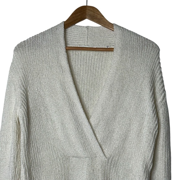 A.L.C. Cream Faux Wrap Deep Vneck Knit Sweater - Picture 3 of 9